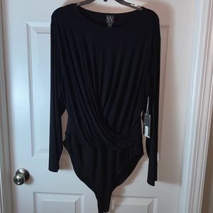 NWT Worthington Women’s Body Suit Twisted Front  Crew Neck Long Sleeve Size XXL
